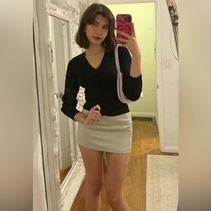 Artless Forever Seafoam/ Off-White Silk Mini Skirt